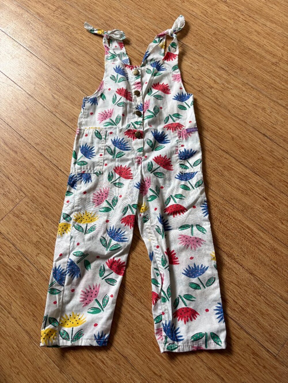 Vintage OshKosh B'Gosh VESTBAK Toddler Overalls - Flowers Size 4T - 90s